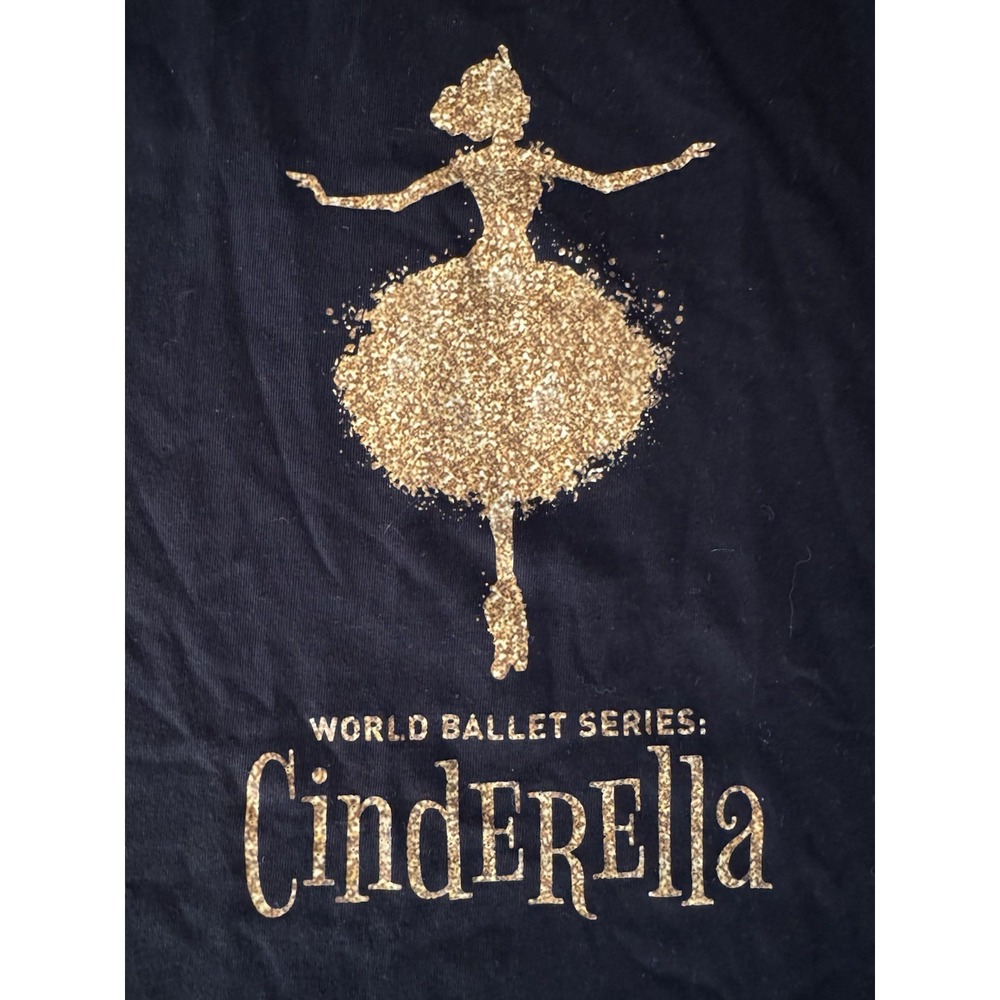 Cinderella World Ballet Series Black Gold Cotton Tee Size Med Gorskaya Fairytale